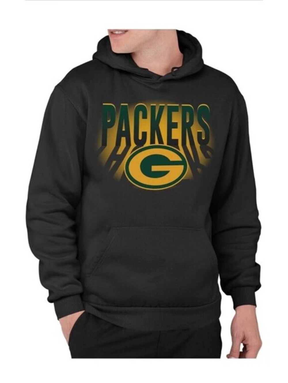 NFL Licensed Men's Green Bay Packers Hooded Sweatshirt Size 2XL Black